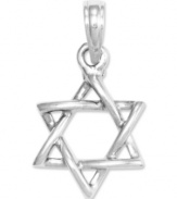 An iconic symbol of faith. This 3D Star of David makes the perfect gift. Crafted in 14k white gold. Chain not included. Approximate length: 8/10 inch. Approximate width: 1/2 inch.