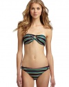 THE LOOKMultistripe print with metallic touchesBandeau top gathered at center with O-ringPadded cups with side boningLogo-embossed button at sideBack clasp closureTHE MATERIAL80% nylon/20% spandexFully linedCARE & ORIGINHand washImportedPlease note: Bikini bottom sold separately. 