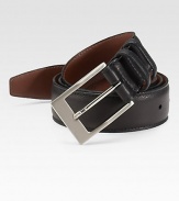 EXCLUSIVELY OURS. An essential piece for any man's wardrobe in soft, Italian calfskin leather. Nickel-plated buckle About 1¼ wide Made in USA 