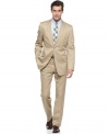 Head into neutral territory. This tan cotton suit from Lauren by Ralph Lauren has sophisticated, quiet confidence.