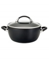 The wide, deep shape of this all-purpose pan presents your kitchen with the perfect meal-making solution for braising stews, simmering soups and more. Constructed for superior performance, the dishwasher-safe casserole has a hard-anodized construction, impact-bonded stainless steel base and nonstick finish. Lifetime warranty.