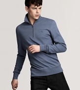 Burberry's sleek 1/2 pullover rendered in an ultrasoft pima cotton for classic comfort and style.