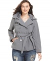 Featuring a removable hood, Dollhouse modernizes the classic plus size trench coat-- it's a must-have for the season! (Clearance)