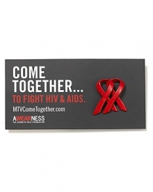 In partnership with MTV, Kenneth Cole has reinterpreted the AIDS ribbon to commemorate the discovery of the virus 30 years ago. The double loop design symbolizes the coming together of individuals and the re-doubling of our efforts to fight the pandemic.