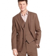 In a classic, subdued herringbone, this Perry Ellis suit jacket is a must-have for the ages.