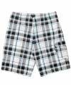 Greet the season in chill, surfer style with these plaid board shorts from O'Neill.