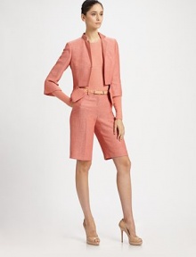 Crisp and comfortable city shorts, rendered in a textural wool/linen blend.Self waistband with belt loopsZip fly with hook-and-bar closureSide slash pocketsBack welt pocketsUnlinedInseam, about 1252% wool/48% linenDry cleanImported of Italian fabricModel shown is 5'11 (180cm) wearing US size 4.OUR FIT MODEL RECOMMENDS ordering true size. Crisp and comfortable city shorts, rendered in a textural wool/linen blend.Self waistband with belt loopsZip fly with hook-and-bar closureSide slash pocketsBack welt pocketsUnlinedInseam, about 1252% wool/48% linenDry cleanImported of Italian fabricModel shown is 5'11 (180cm) wearing US size 4.OUR FIT MODEL RECOMMENDS ordering true size.