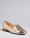 Specchio leather lends drama to these sophisticated IVANKA TRUMP loafer flats, perfect for everyday or play.