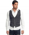 Rock this vest from Affliction for a more polished nightclub cool look.