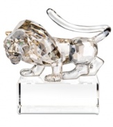 A powerful impact on any space, this Swarovksi figurine is crafted with the dynamism, charisma and vigor of the Chinese tiger sign. Featuring clear and faceted silvertone crystal on a base engraved with both English and Chinese seal script.