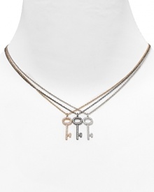 Unlock her heart with this stone-embellished key pendant necklace from Crislu. Unlock her heart with this stone-embellished key pendant necklace from Crislu.