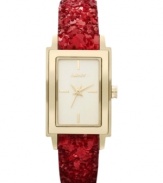 Perfect your party look with this sequined leather watch from DKNY.
