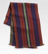 Elegant stripes adorn a modern, masculine scarf design crafted in superior Italian wool with a delicate fringed finish.Fringed ends14W x 74LWoolDry cleanMade in Italy