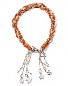 Embrace an artistic outlook with this braided and bold cord bracelet from Good Charma, accented by dangling sterling silver charms. Embrace an artistic outlook with this braided and bold cord bracelet from Good Charma, accented by dangling sterling silver charms.
