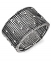 Round it up. Elevate your look with circular chic in the form of this stylish stretch bracelet from Alfani. Embellished with glittering crystals, it's made in hematite tone mixed metal. The stretch design lets it slip on and off with grace and ease. Approximate diameter: 2-1/2 inches.