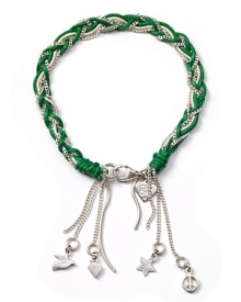 Embrace an artistic outlook with this braided cord bracelet from Good Charma, accented by dangling sterling silver charms. Embrace an artistic outlook with this braided cord bracelet from Good Charma, accented by dangling sterling silver charms.