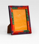 A true original, crafted in Italy from inlaid wood with a rich kaleidoscope of colors. Overall, 7 X 9 Accommodates a 5 X 7 photograph Leather/wood Made in Italy 