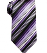 Find your angle. This Alfani tie lets you follow the lines for a lean, streamlined look.
