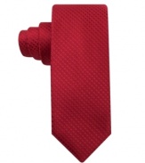 Add some texture to your look with this skinny, tonal tie from Alfani.