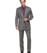 Gray matters. This Tasso Elba pindot suit is the perfect way to bridge the gap between black and blue.