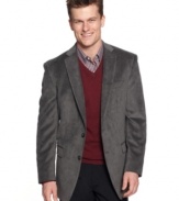 Set yourself apart. With a corded polysuede finish, this Calvin Klein blazer is a distinguished way to top off your look.