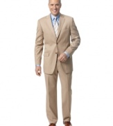 The perfect tan. Set yourself apart from a sea of black and charcoal grey in this tan suit from Jones New York.