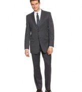 Not sure if the suit makes the man? Try on this sleek slim-fit style and see if you don't feel like a winner.