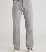 Handcrafted denim cut with a straight leg and true vintage appeal, worn-in at the hip and individually whiskered down the leg. Five-pocket style Inseam, about 34 Cotton; machine wash Made in USA
