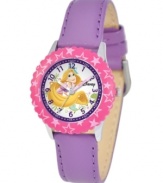 Let your hair down! Help your kids stay on time with this fun Time Teacher watch from Disney. Featuring Disney princess Rapunzel, the hour and minute hands are clearly labeled for easy reading.