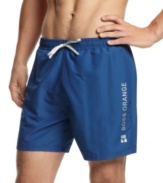 Thigh times.  A shorter fit gives these swim shorts from Hugo Boss a cool vintage look.