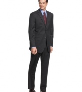 Clean lines and a sleek construction make this charcoal Jones NY suit the perfect choice for the modern man.