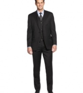 Step up for any occasion in sharp stripes on this 3-piece suit from Lauren Ralph Lauren.