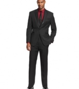 With classic tuxedo lapels, this Sean John suit has an Old Hollywood feel but a thoroughly modern cut and fit.