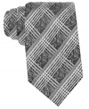 Dual patterns add double the interest to your day with this silk tie from Alfani.