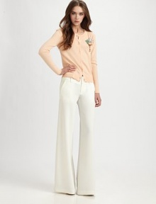 A clean wide-leg silhouette lengthens and slims for a sophisticated fit.Wide tab-front waistBelt loopsZip-flySlash pocketsBack welt pocketsRise, about 8Inseam, about 3895% polyester/5% polyurathaneDry cleanMade in USAModel shown is 5'10 (177cm) wearing US size 4. A clean wide-leg silhouette lengthens and slims for a sophisticated fit.Wide tab-front waistBelt loopsZip-flySlash pocketsBack welt pocketsRise, about 8Inseam, about 3895% polyester/5% polyurathaneDry cleanMade in USAModel shown is 5'10 (177cm) wearing US size 4.