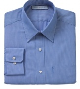 Tommy Hilfiger knows you can never go wrong with this tailored, striped blue button-down. Every guy needs at least one in his wardrobe.