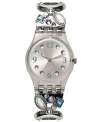 A dazzling bracelet lends charm to this ladylike crystal-accented Swatch watch from the Menthol Tone collection.