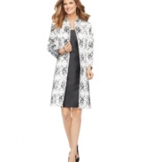 A sequined, beaded jacket with a swirling print makes a bold statement on Tahari by ASL's latest dress suit.