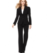 You're sure to look sharp for your next interview or presentation when wearing this Tahari by ASL suit, featuring a fitted, flattering jacket and pants combination.