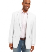Need to add an extra layer of casual style? Turn to this lightweight blazer from Cubavera.