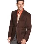 Add a textured note to your dress-up look with this faux suede blazer from Andrew Fezza.