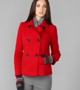 This ribbed pea coat from Tommy Hilfiger is a cool-weather classic. Mix it with a nubby scarf and woolly hat for a look that's all about texture. (Clearance)