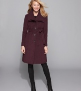 Calvin Klein updates a classic wool-blend coat with a standout double collar and a flattering belted waist. It's a feminine look that's as warm as it is stylish. (Clearance)