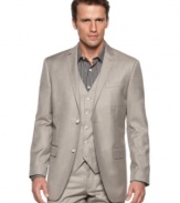 No more navy. This slim-fit blazer from Perry Ellis is a perfect fit for you modern look.