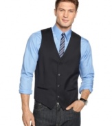 Add a dressy topnote to your look with this dapper slim-fit vest from Alfani Red.
