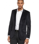 Texture messaging. Make a solid style statement with this velvet herringbone blazer from Sean John.