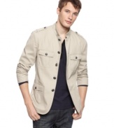 Give your style the proper salute with this military-styled blazer from Kenneth Cole Reaction.