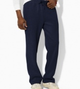 Channel casual yet polished style in a super-soft athletic pant, tailored in a straight-leg silhouette from lightweight French-rib cotton for a smooth feel against the skin. (Clearance)