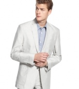 Put the finishing touch on your polished spring look with this two-button lightweight sport coat from Calvin Klein.