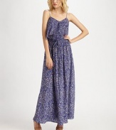 Vintage-inspired lace print highlights breezy silk chiffon in this gathered maxi silhouette.Smocked elastic waistband Pull-on style About 41 long Silk Dry clean Imported